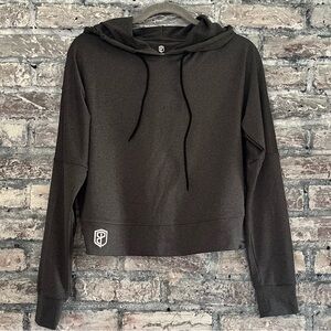 Born Primitive Cropped Tulip Back Crisscross Black Hoodie with Logo NWOT